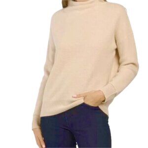 TAHARI Relaxed Cashmere Sweater Funnel Neck Neutral Beige Womens M NEW